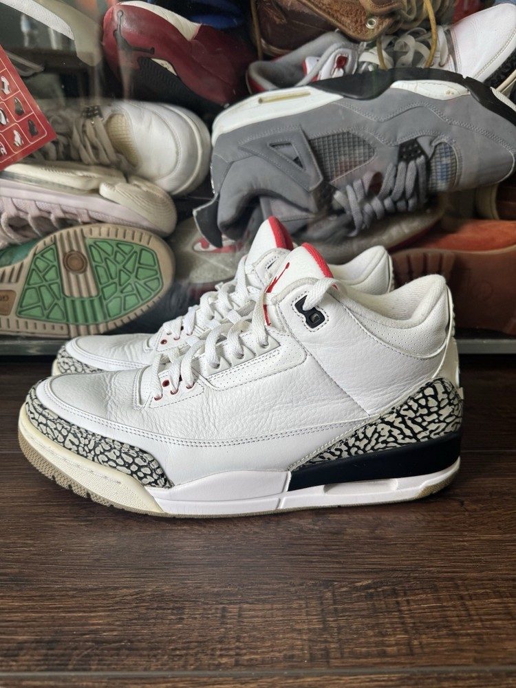 Gently Used Nike Air Jordan Retro 3 88 White Cement 2013 Size 11 580775-160
