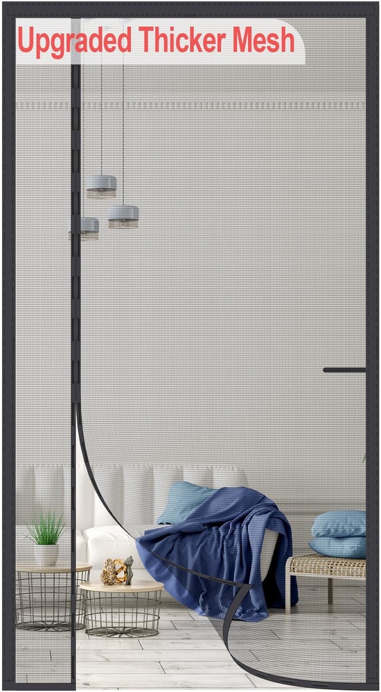 Upgraded 255g/㎡ Thick Magnetic Screen Door with Reinforced Mesh Reversible Left or Right Opening  