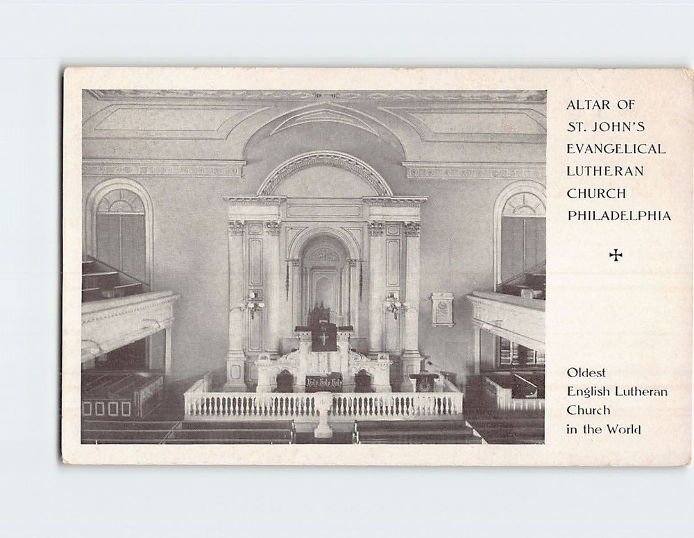 Postcard Altar of St. John's Evangelical Lutheran Church Pennsylvania USA