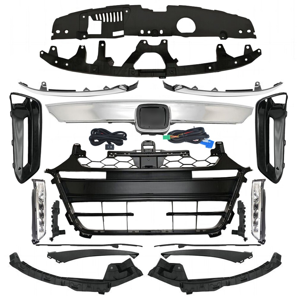 18PC Fit Accord 2018-20 Chrome Grille Molding Fog light Bumper Headlight Bracket