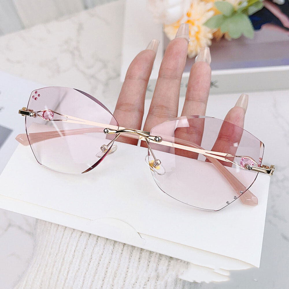 1Pcs Rimless Gradient Butterfly Diamond Anti-Blue Light Reading Glasses