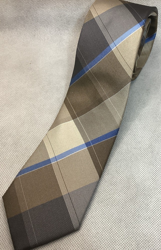 Kenneth Cole Reaction Men's Silk Necktie 57 x 3 Bronze Blue Geometric