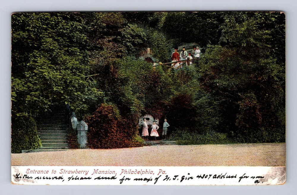 Philadelphia PA-Pennsylvania, Entrance to Strawberry Mansion Vintage Postcard