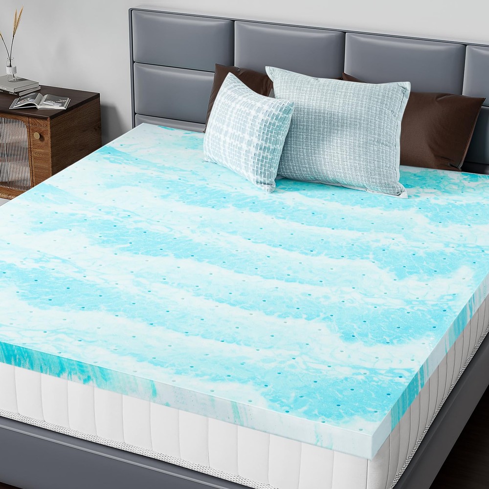 Memory Foam Mattress Topper Full, 2 Inch Thick Gel Infused Bed Toppers for Fu...