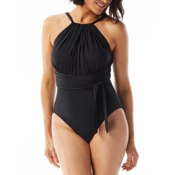 COCO REEF Womens Contours Belted High Neck One Piece Swimsuit Size 8/32C