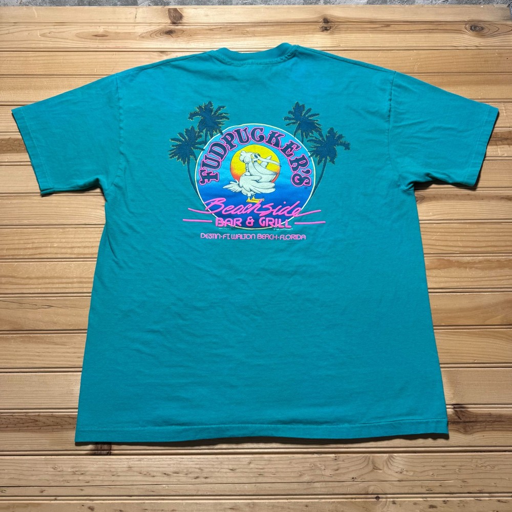 Vintage 1989 Hanes Fudpucker's Beachside Bar & Grill Souvenir T-Shirt USA - XL