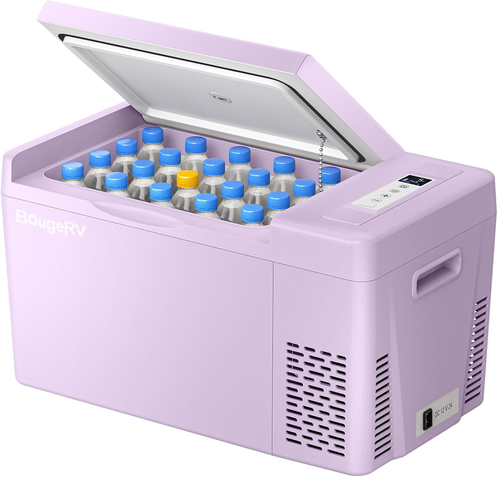 Purple 23Quart Portable Refrigerator, 12 Volt Fridge 22L, Portable Freezer Compr