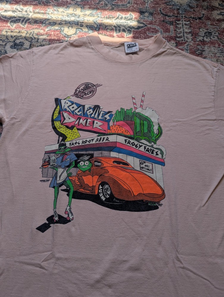 Light Pink Vintage 90s Single Stitch Frog Follies Graphic T-shirt Medium