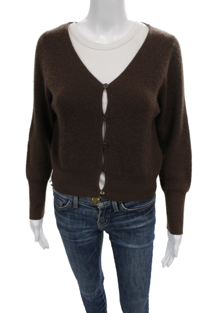 J Crew Womens Brown Cashmere V Neck Cardigan Size MFree Shipping in US $100+ Orders | $6.95 Orders Below