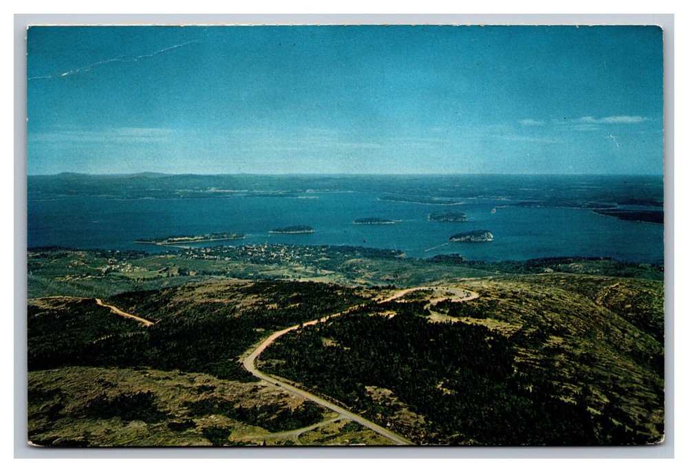 Bar Harbor, ME Maine, Acadia National Park, Aerial View, Mt. Cadillac, Postcard