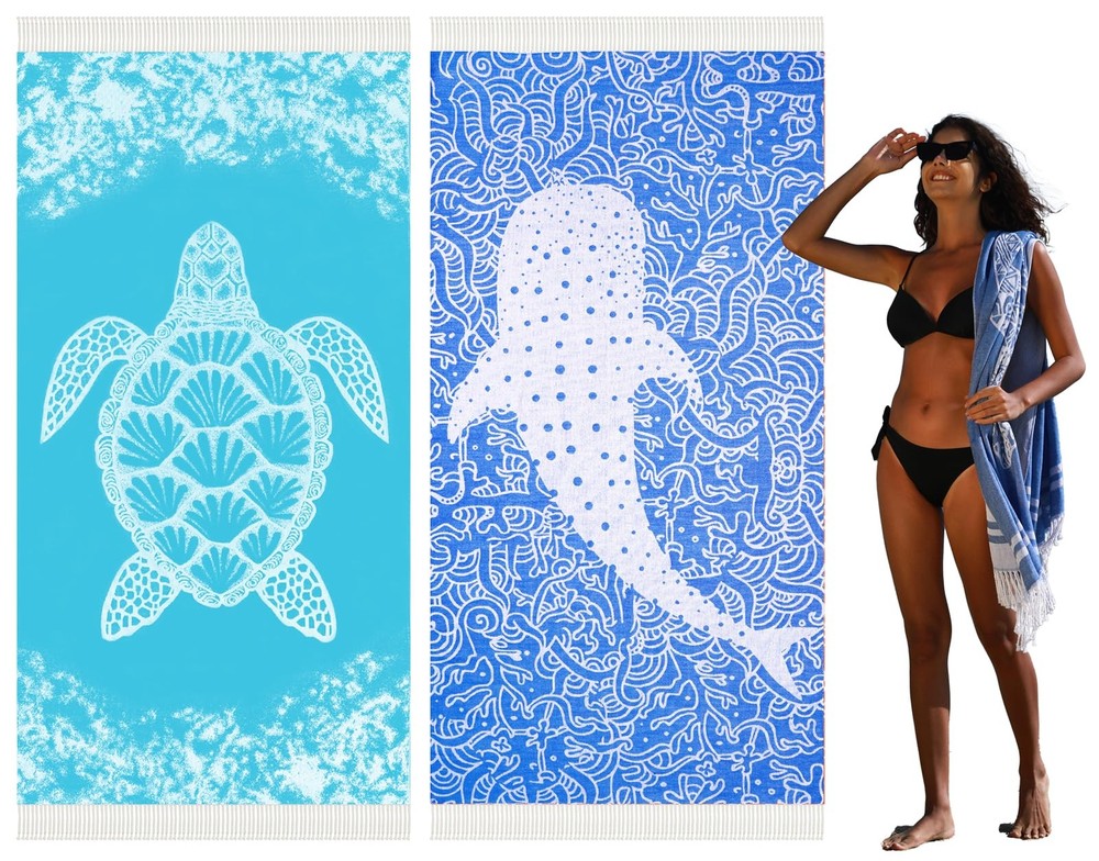 Oversized Turkish Beach Towel Quick Dry Absorbent Cotton Sand Free