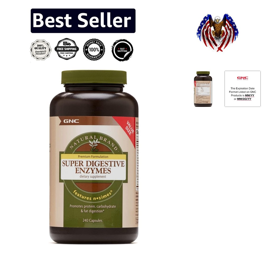 240 Unflavored Digestive Enzyme Capsules - Boost Protein, Carb & Fat Digestion