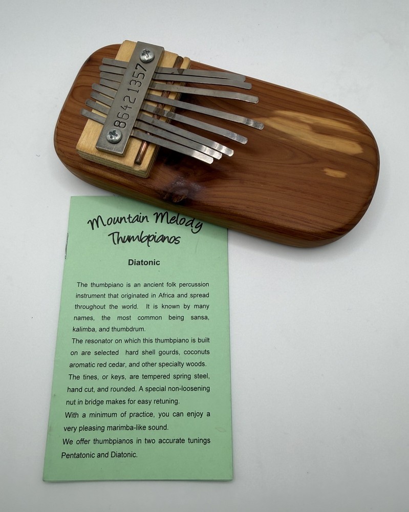 Mountain Melodies 8 Key  Thumb Piano Cedar Board Diatonic Musical Instrument