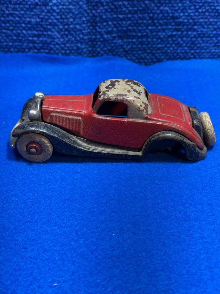 *Vintage Hubley Cast Iron Toy Car Red Coupe 1930s Antique Original