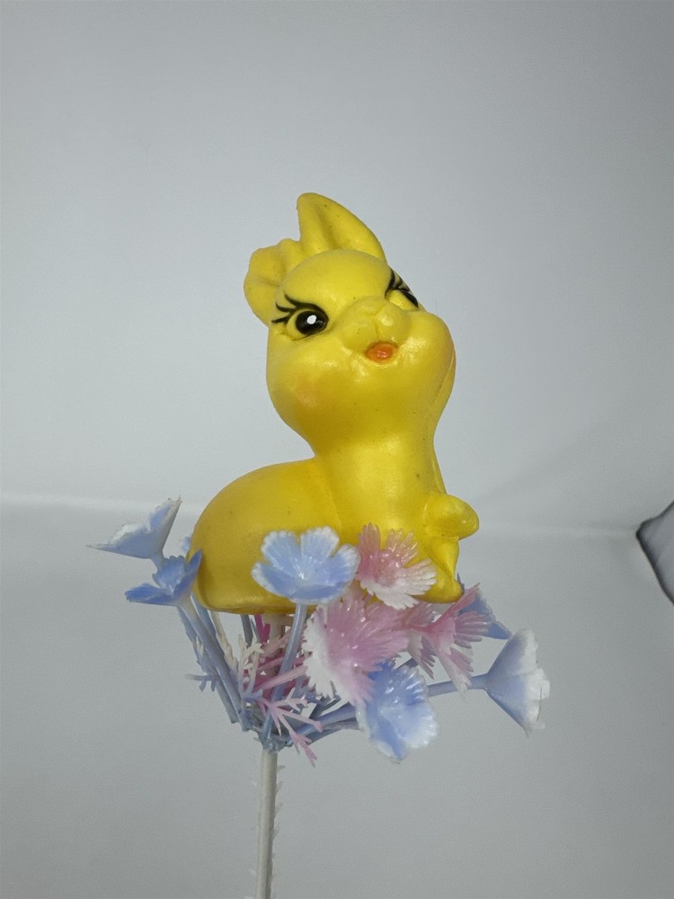 Vtg Yellow Plastic Bunny Rabbit Floral Pick Big Eye MCM Retro Easter Craft 12