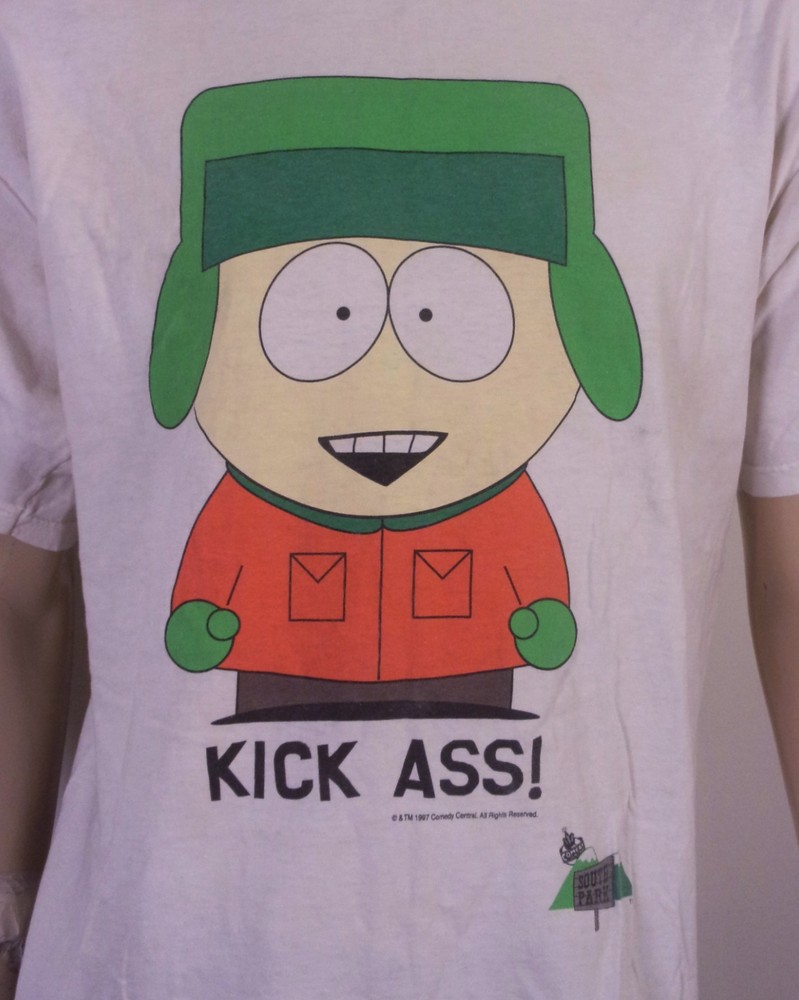vintage 90s comedy central South Park T-Shirt 1997 Kyle TV Show Cartoon SZ XL