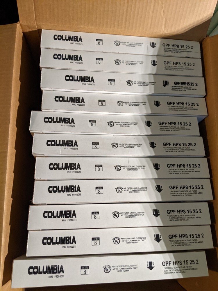 Upgrade air quality with 11 new Columbia HEPA8 15x25x2 MERV8 pleated filters GPF HP8