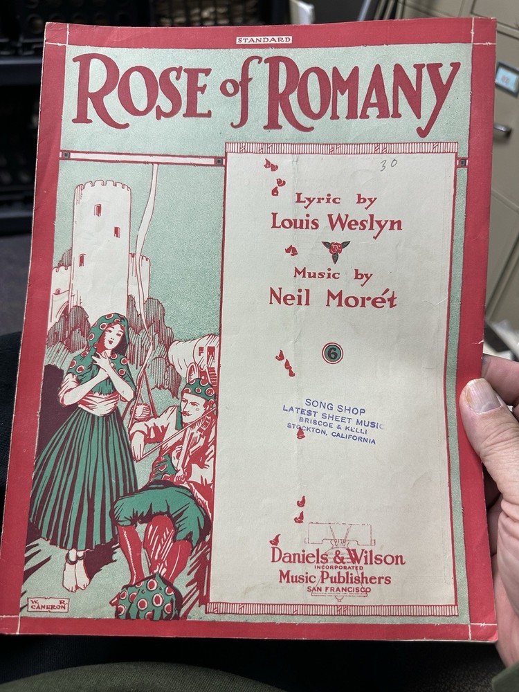 B 1919 9x12 Gypsy Collectors Sheet Music ROSE OF ROMANY by Neil Morét