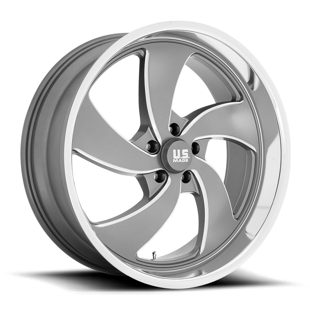 20x9.5 +1 US Mag 1PC U133 Desperado 5x4.75 Anthracite Diamond Wheels (Set of 4)