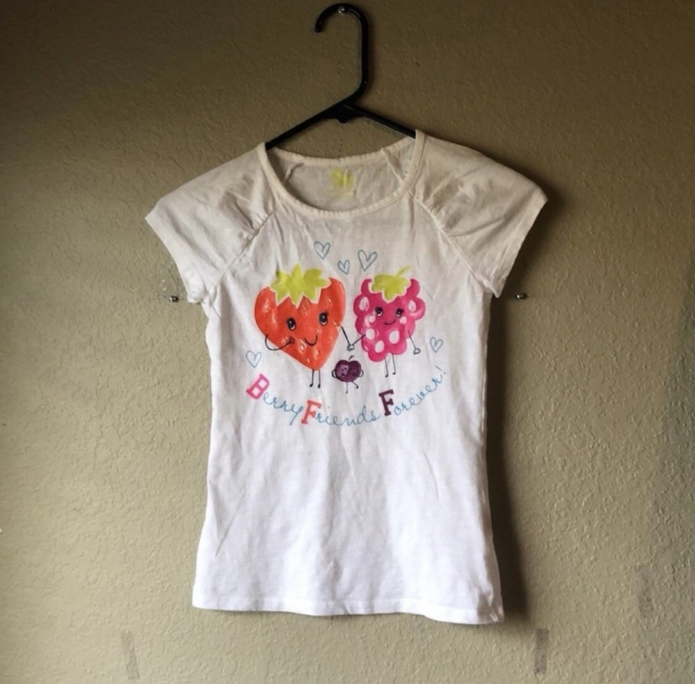SO Shirt Girls Y2K White Graphic Short Sleeve Tee Shirt Casual Top Size XS/S 7/8