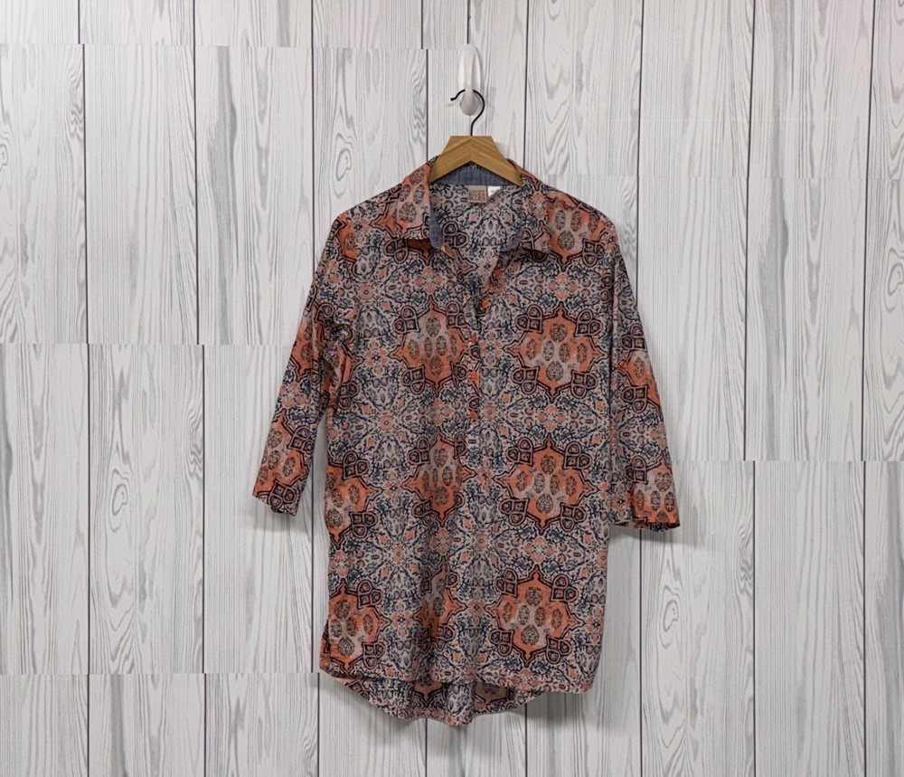 Canyon River Blues top womens size large button up long sleeve floral shirt
