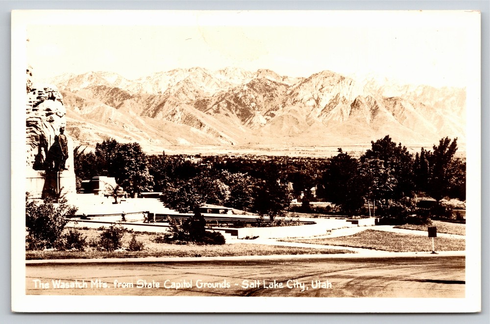 RPPC~Salt Lake City Utah~The Wasatch Mtns From Capitol Grounds~Real Photo PC