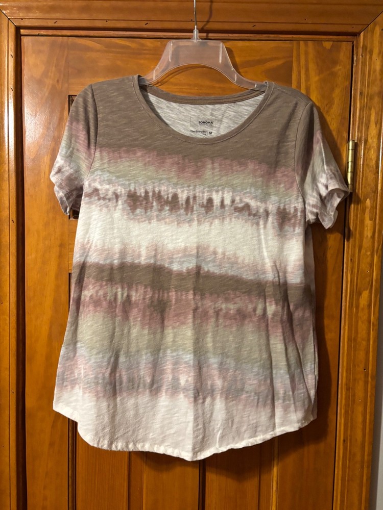Sonoma Goods for Life Every Day T Shirt Womens top Size Medium Pastel Tye Dye