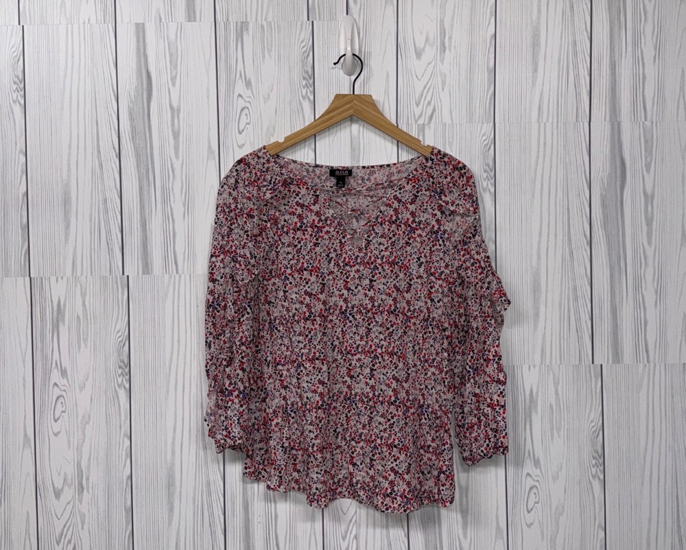 Ana A New Approach top womens size extra large long sleeve patterned blouse