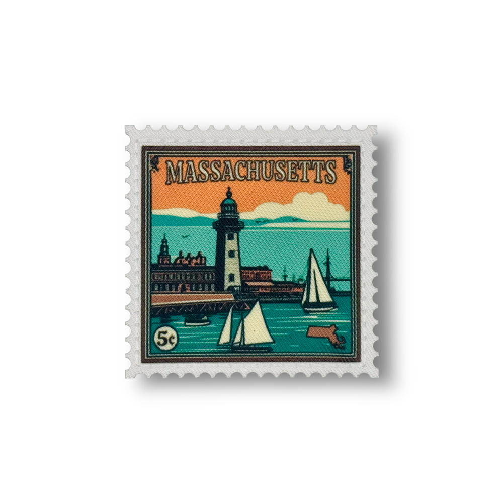 Vintage Massachusetts State Postage Stamp Patch for Collectors