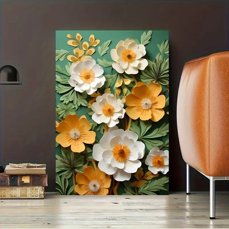 Modern Vintage Flower Wall Art  Canvas Unframed/Framed
