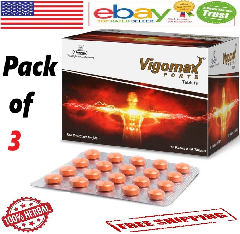 3x 100% Natural Charak Vigomax Forte 20 Tabs Each For Men's Health (Free Ship)