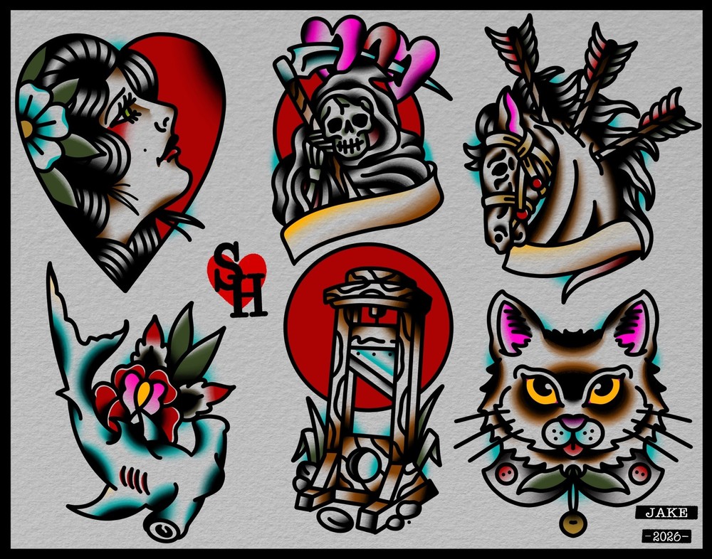American Traditional  Tattoo Flash Print 11x14