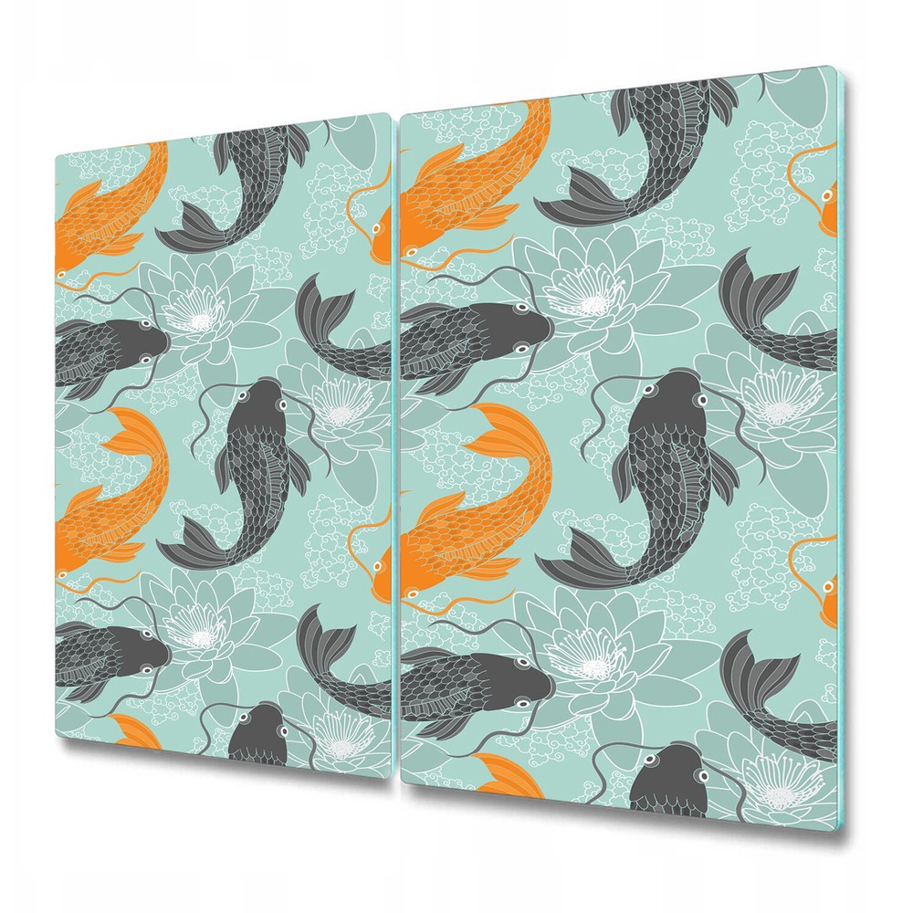 Glass Chopping Board Utensil Board Chinese carp orange and grey 2x30x52