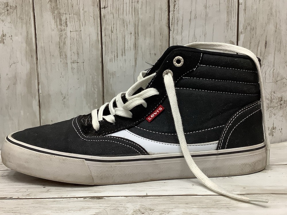 Levi's Men's Lance Mid CT CVS UL Canvas Black/White Sneakers, Size 9.5