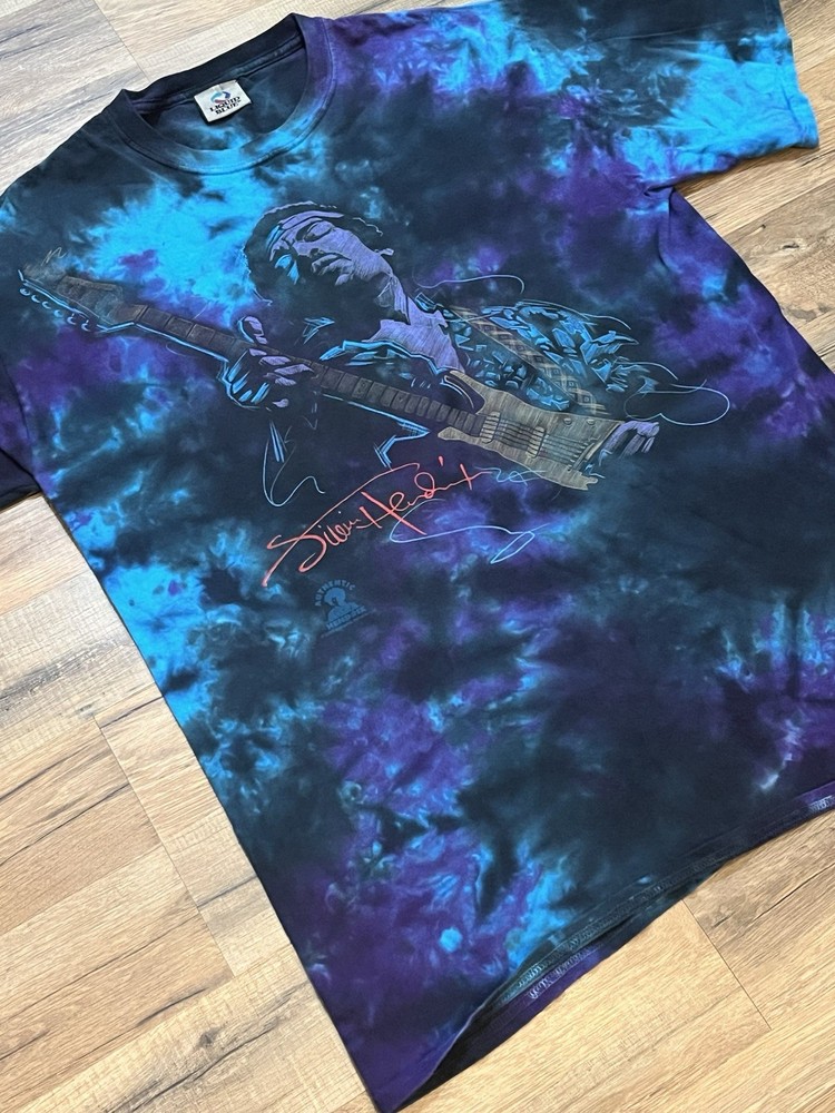 2009 Liquid Blue Jimi Hendrix Purple Black Tie Dye Shirt Mens Size Large Y2K