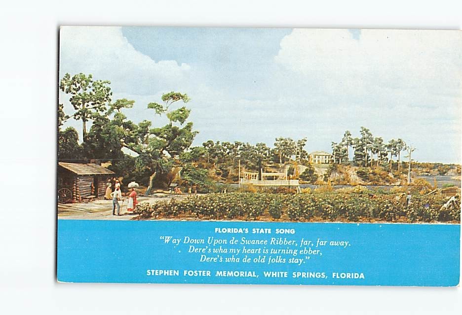 Postcard Florida Song Stephen Foster Memorial White Springs Diorama Suwannee