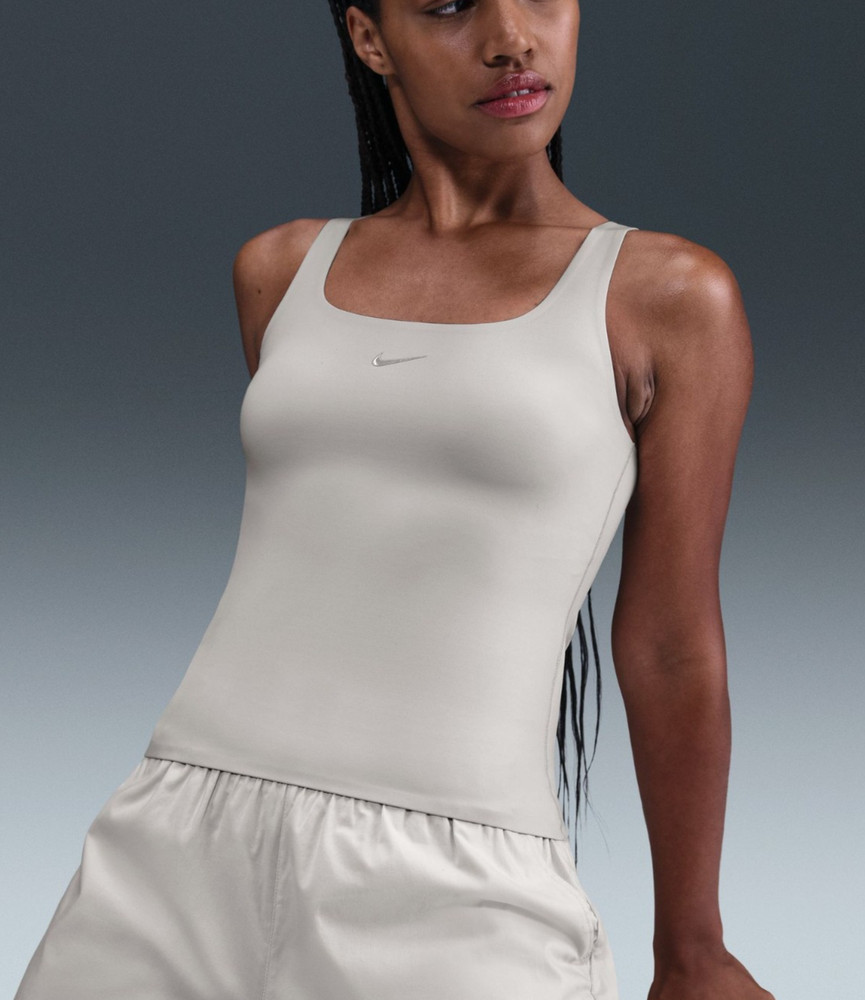 New Nike Form Stealth Evaporation Tank Top Beige Square Neck Athletic Women's M