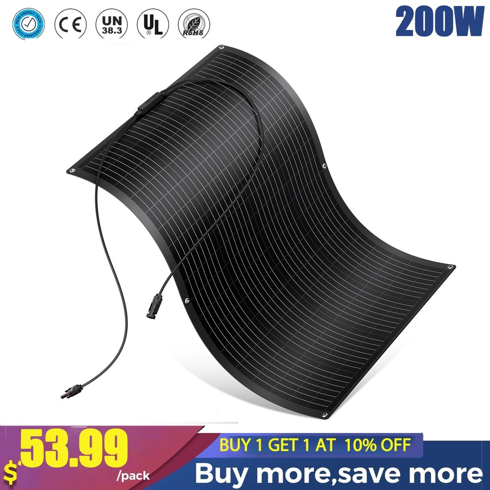 12V 200W Mono Flexible Solar Panel Power Charge Camping Home RV Battery Higher