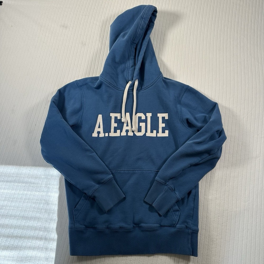 American Eagle AEO Women’s XS Blue Pullover Hoodie Graphic Logo Sweatshirt