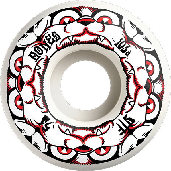 BONES STF V4 DOG NIGHT 53MM 103A WHITE/RED WHEELS SET