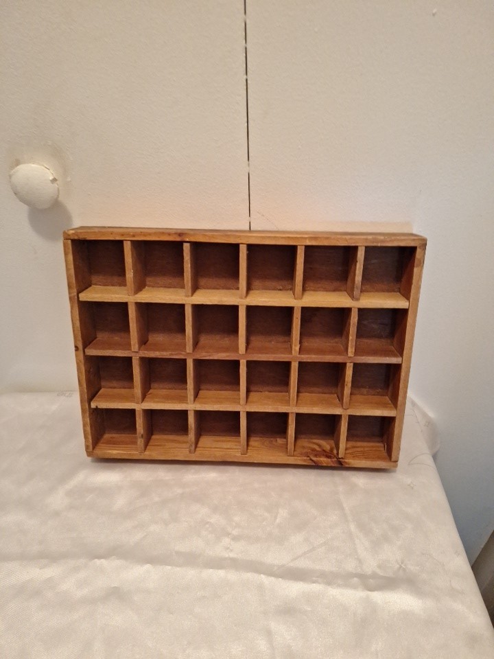 Vintage Wood 24 Compartment Trinket/Knick Knack Shelf