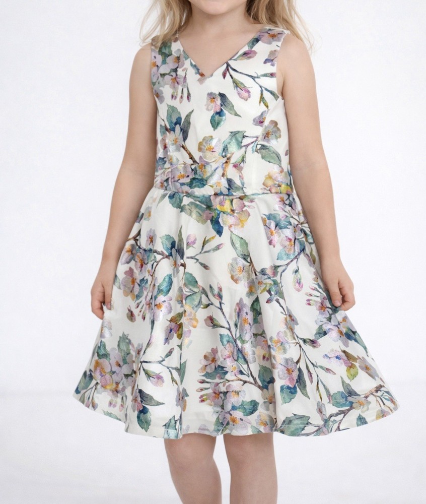 Rare Editions Party Dress Girls Sz 14 White Blue Pink Flower Summer Festival
