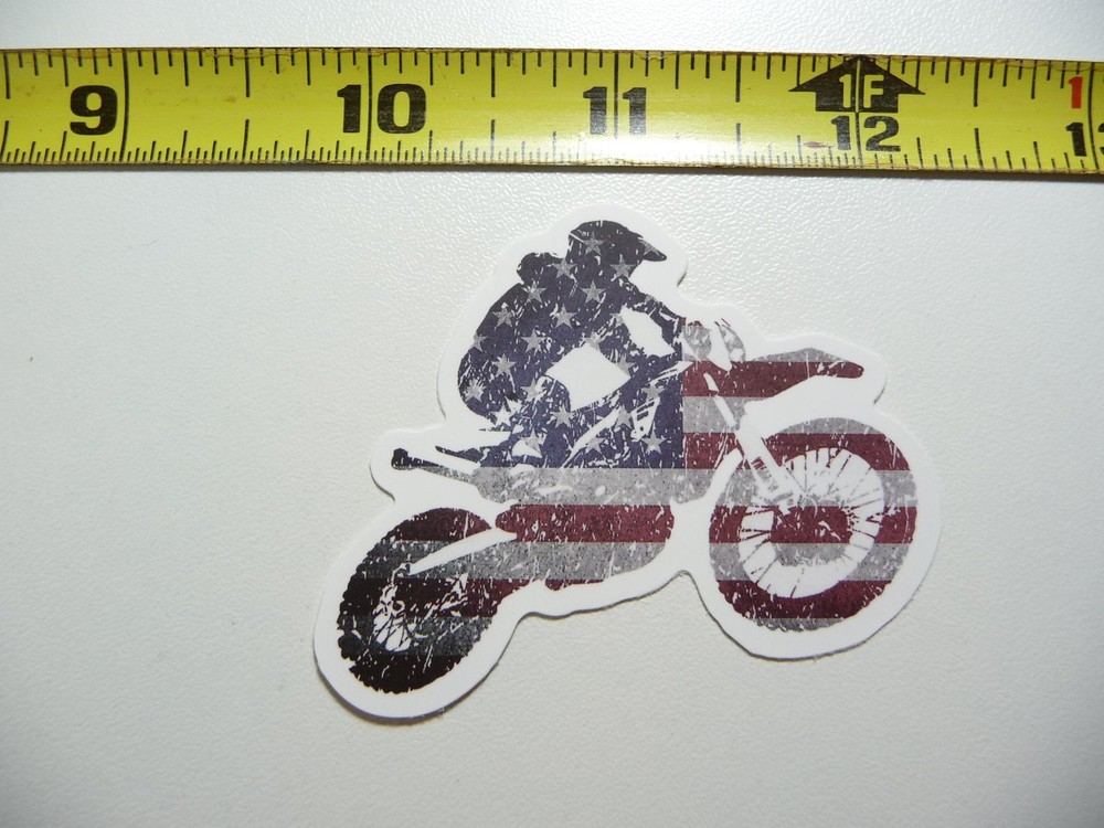 DIRT BIKE US FLAG JUMP DECAL STICKER MOTOCROSS RIDING MOTORCYCLE