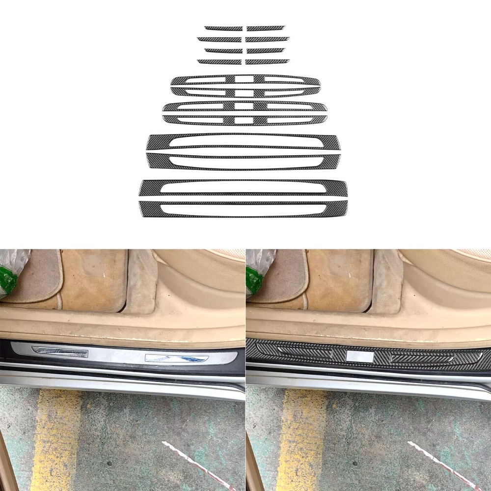 16Pcs Carbon Fiber Interior Door Sill Cover Trim For BMW 7 Series E65 E66 02-08