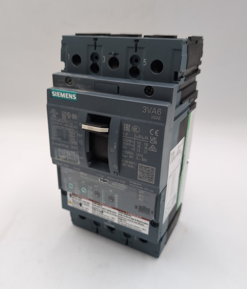 Siemens 3VA6110-6HN31-0AA0 Circuit Breaker 100A 3P 600V 3PH LSI Trip 100 Amp NEW