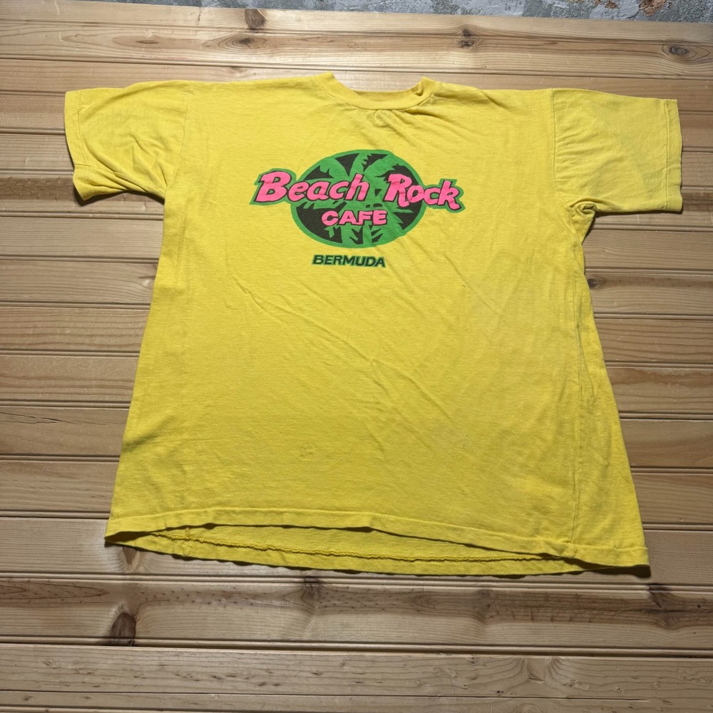 Vintage 90s Beach Rock Cafe Bermuda Tropical Single Stitch Souvenir T-Shirt XL