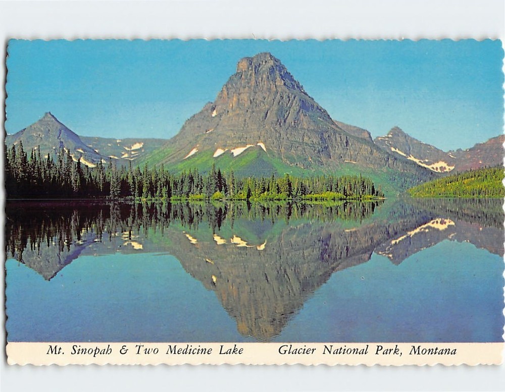 Postcard Mt. Sinopah & Two Medicine Lake Glacier National Park Montana USA