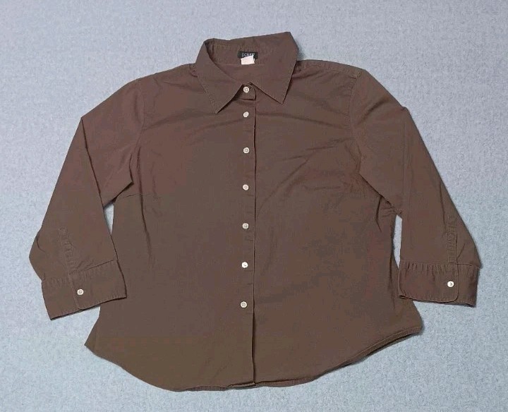 J Crew 3/4 Sleeve Button Down Shirt Womens XL Blouse Office Career Professional