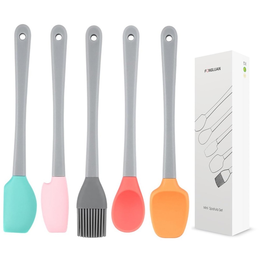 Mini Silicone Spatula Set of 5 - Heat Resistant & Nonstick Rubber Spatulas - ...