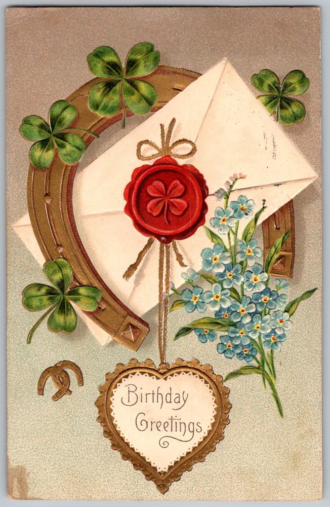 Antique Postcard Horseshoe Shamrock Wax Seal Washington, D.C 1910s